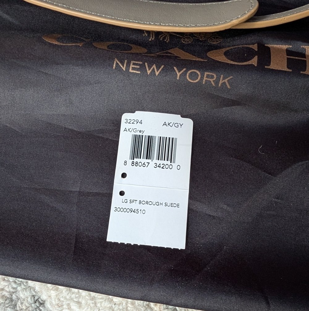 Coach Large Soft Borough Grey Suede - Picture 5 of 16